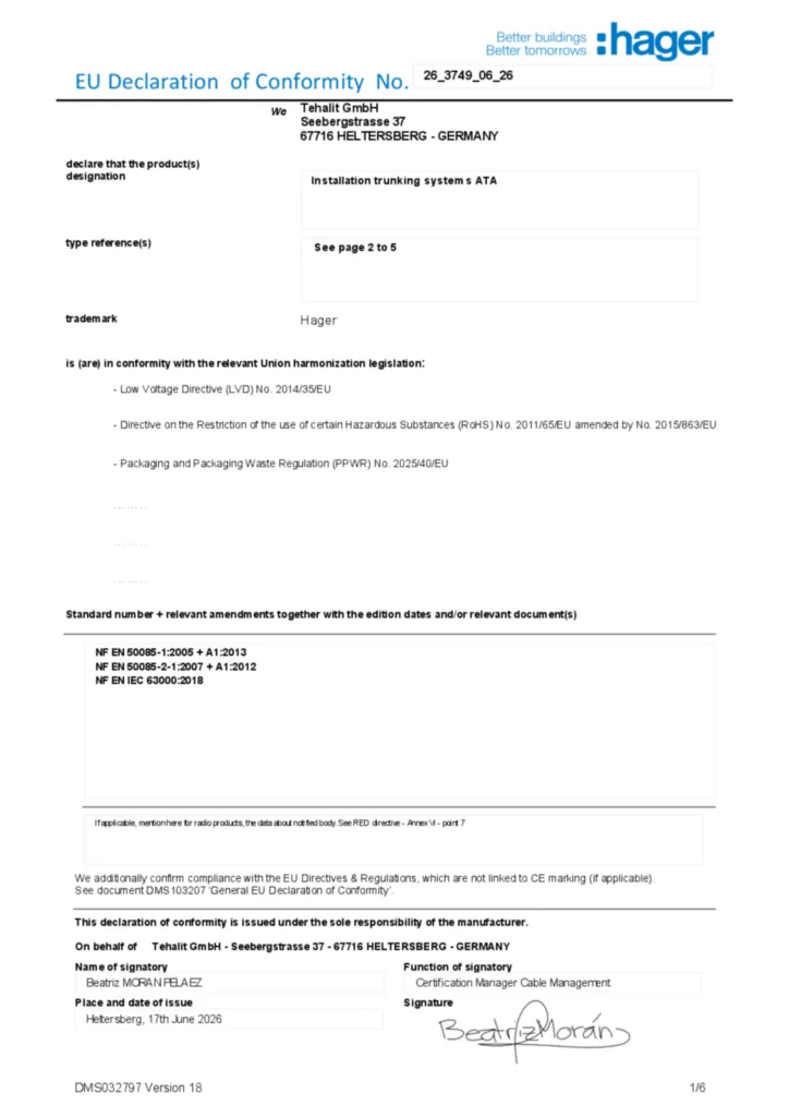 Afbeelding Conformiteitsverklaring en-GB 2026-08-07 | Hager Belgium
