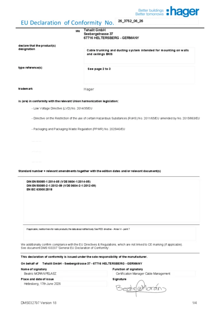 Image Declaration of conformity en-GB 2026-08-07  | Hager Africa