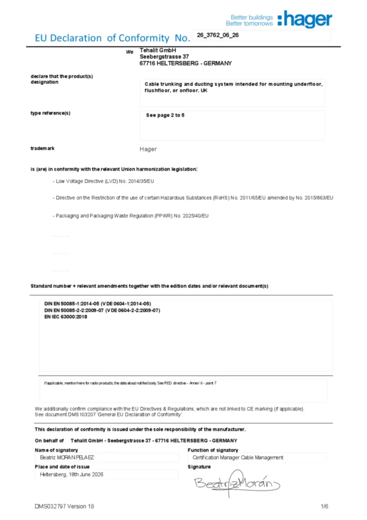 Image Déclaration de conformité en-GB 2026-08-07 | Hager Suisse