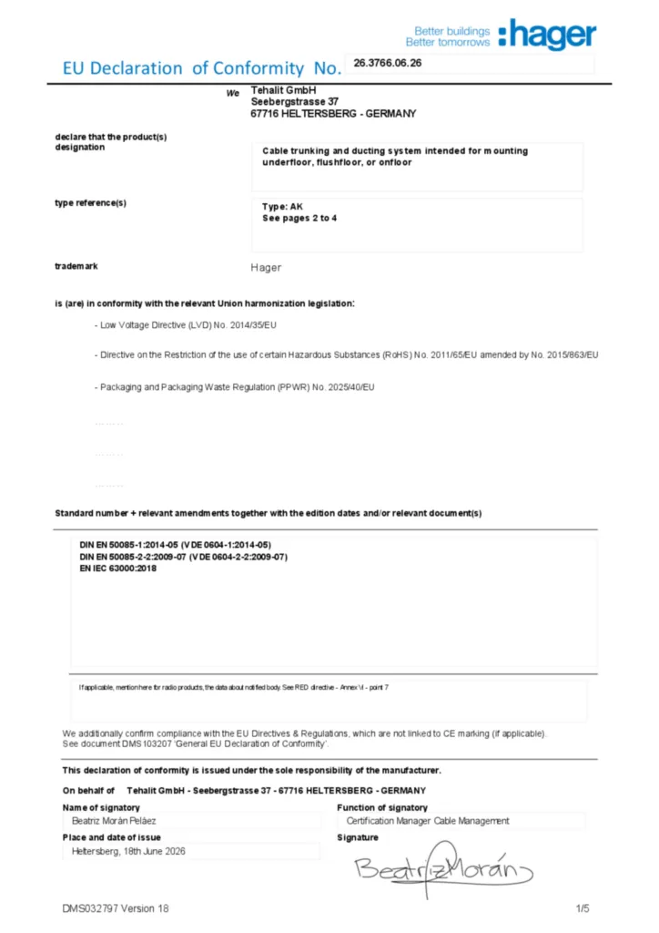 Image Déclaration de conformité en-GB 2026-08-07 | Hager Suisse