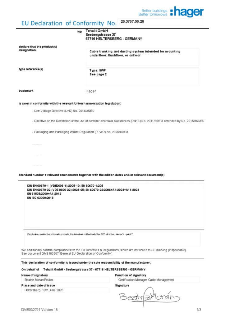 Afbeelding Conformiteitsverklaring en-GB 2026-08-07 | Hager Belgium