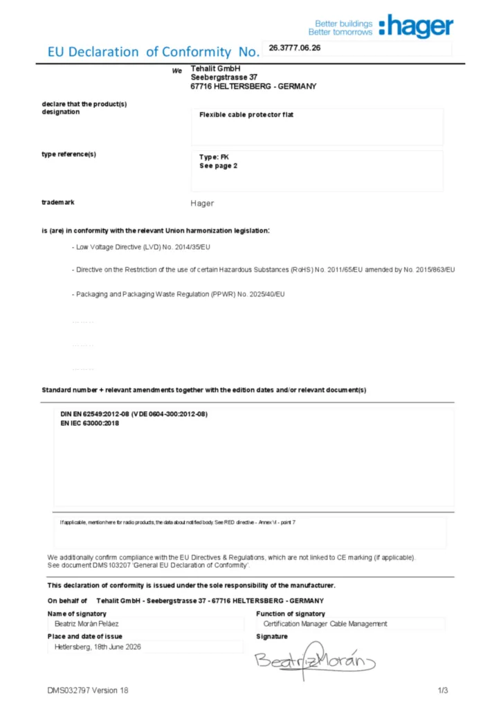 Obrázek Prohlášení o shodě en-GB 2026-08-07 | Hager
