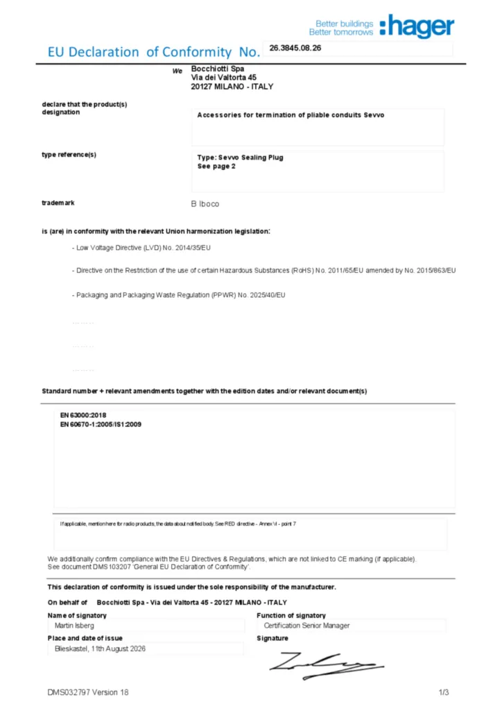 Image Déclaration de conformité en-GB 2026-08-14 | Hager France