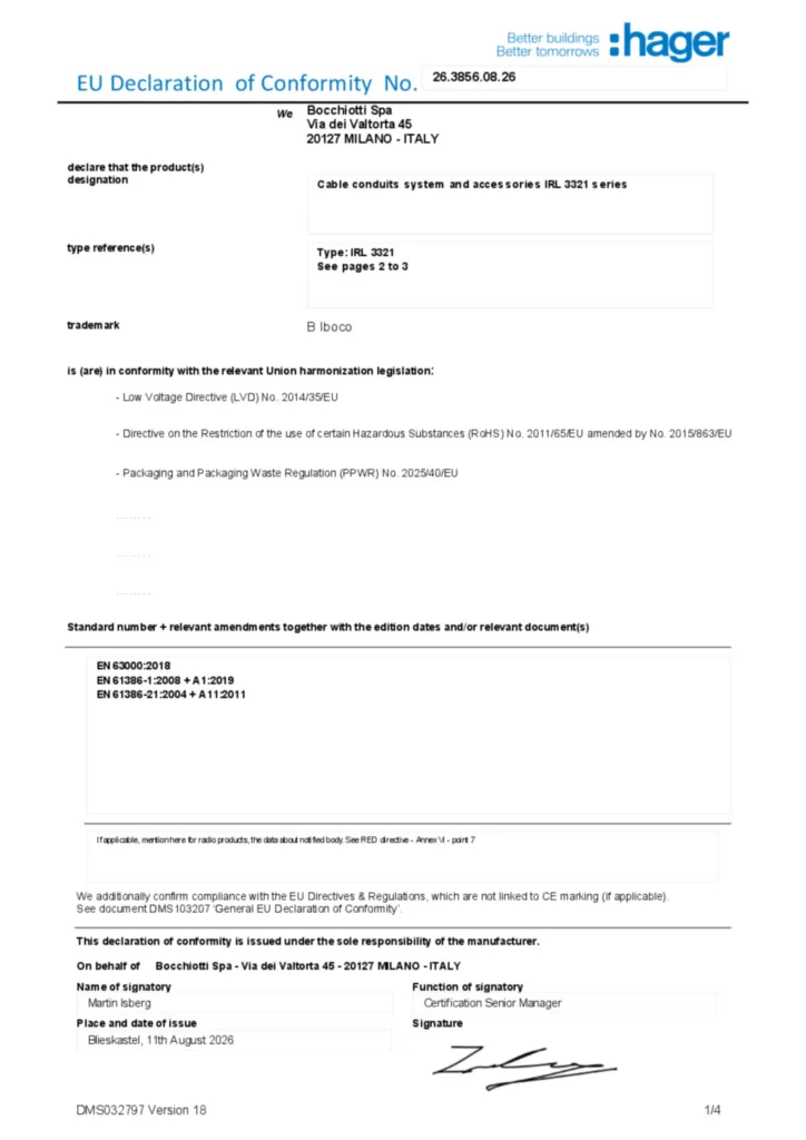 Image Déclaration de conformité en-GB 2026-08-14 | Hager France
