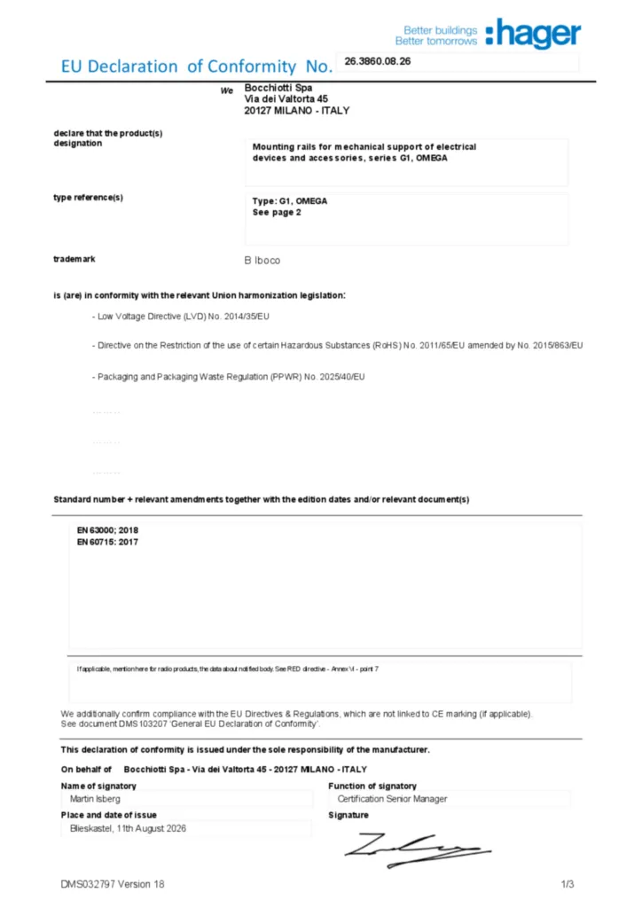 Image Déclaration de conformité en-GB 2026-08-14 | Hager France