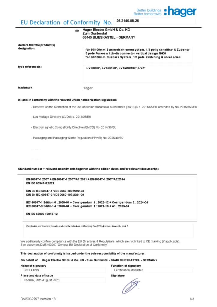 Image Déclaration de conformité en-GB 2026-08-21 | Hager Suisse