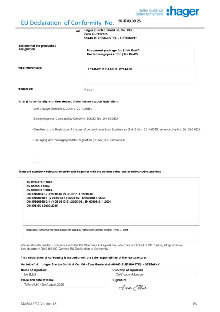 Bild Konformitätserklärung en-GB 2026-08-21 | Hager Deutschland