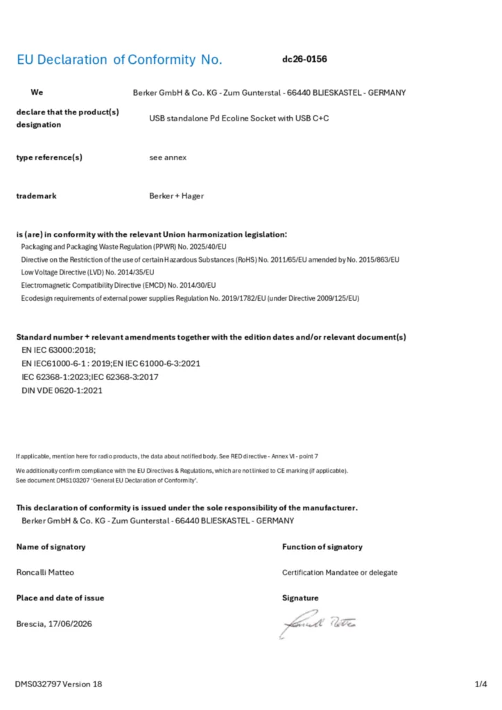 Afbeelding Conformiteitsverklaring en-GB 2026-08-24 | Hager Nederland