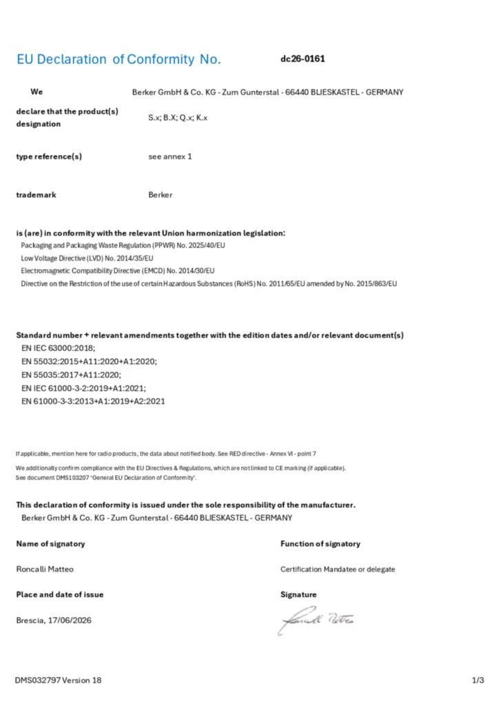 Immagine Dichiarazione di conformità en-GB 2026-08-24 | Hager Italia