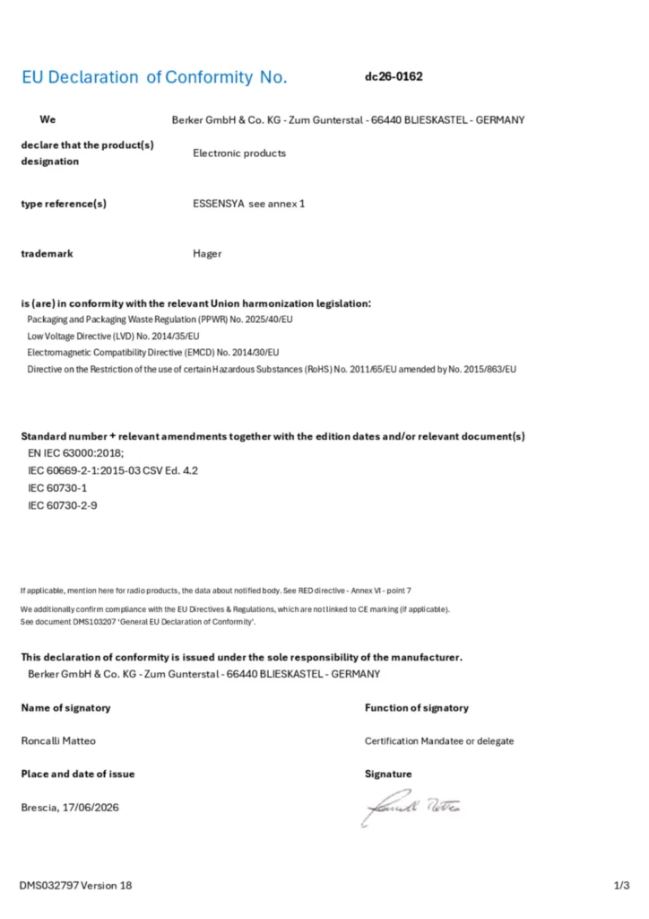 Image Déclaration de conformité en-GB 2026-08-24 | Hager France