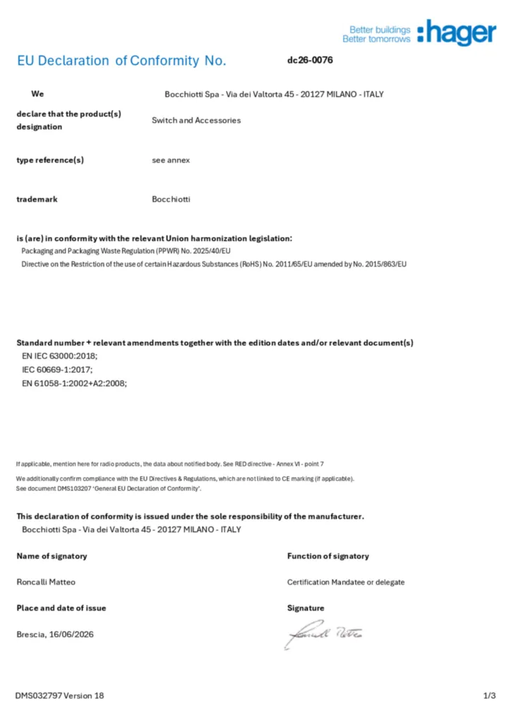 Image Déclaration de conformité en-GB 2026-08-24 | Hager France