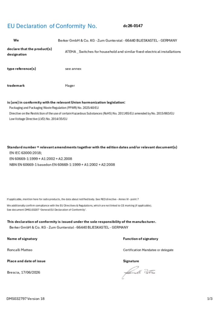 Image Déclaration de conformité en-GB 2026-08-24 | Hager France
