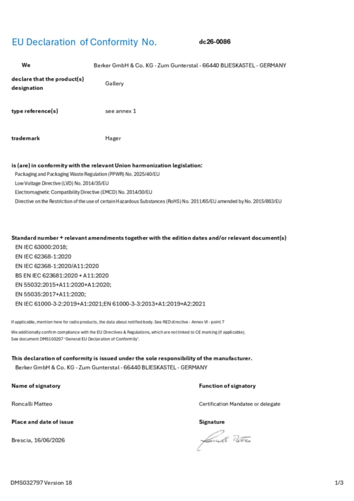 Image Déclaration de conformité en-GB 2026-08-24 | Hager France