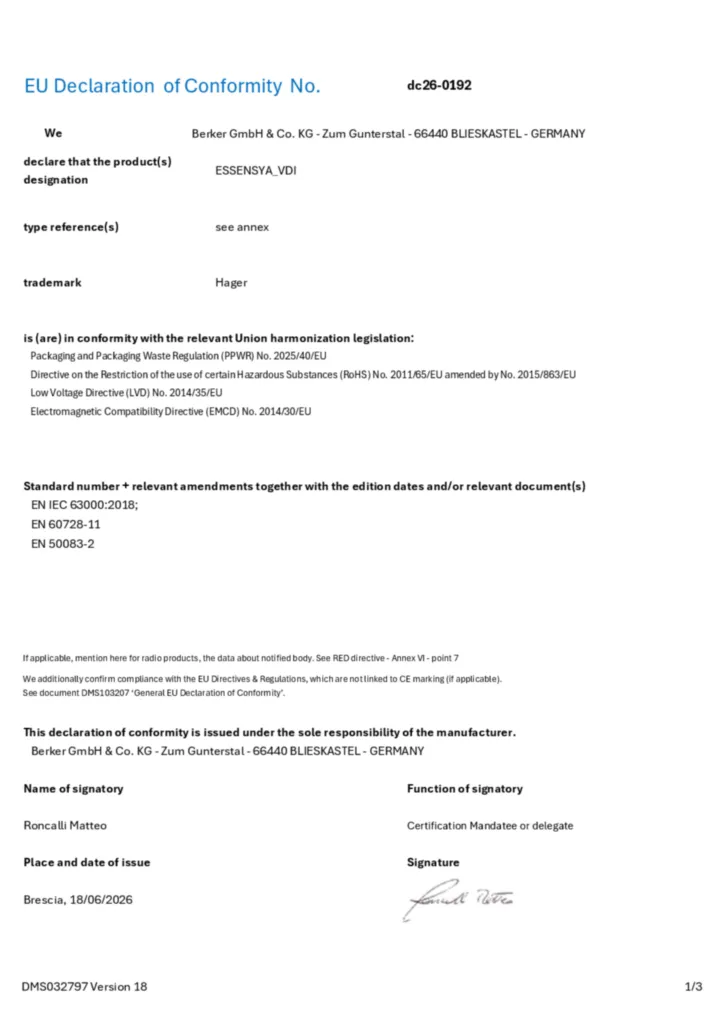 Image Déclaration de conformité en-GB 2026-08-24 | Hager France