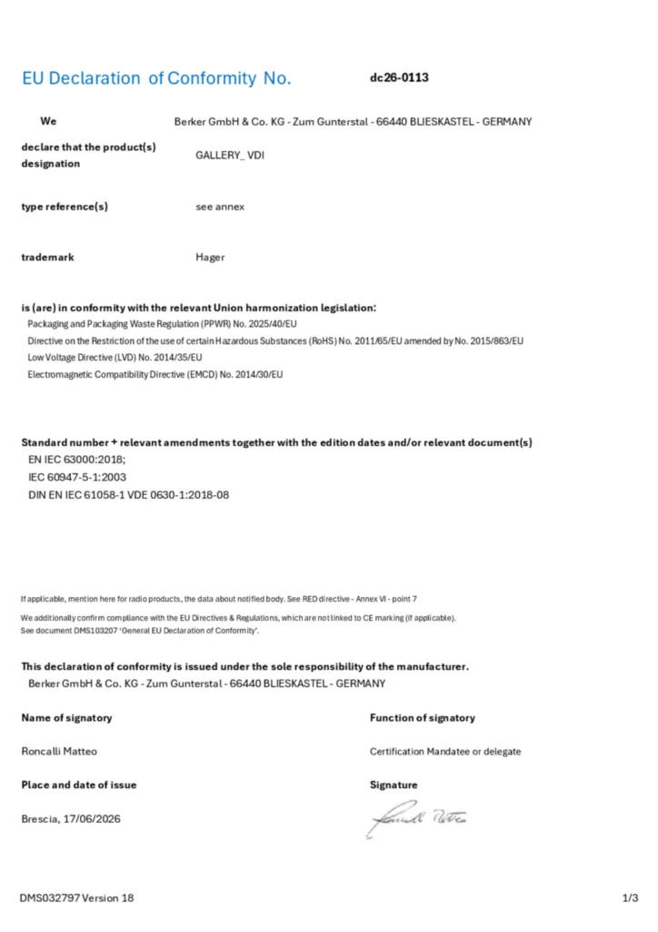 Slika Deklaracija o usklađenosti en-GB 2026-08-24  | Hager