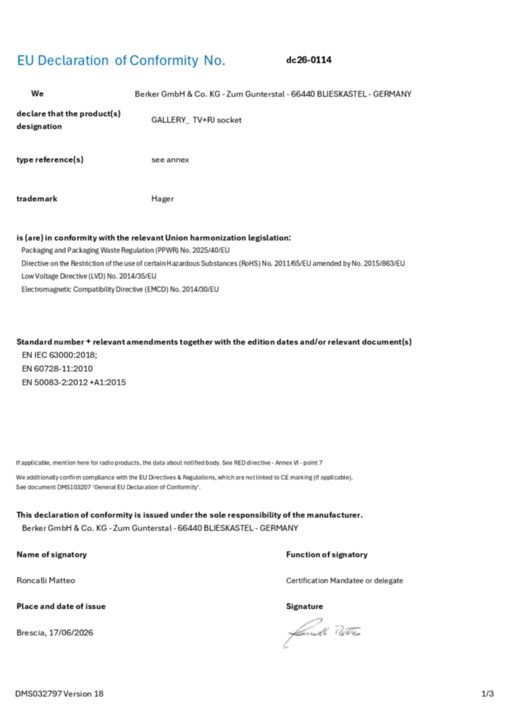 Image Déclaration de conformité en-GB 2026-08-24 | Hager France