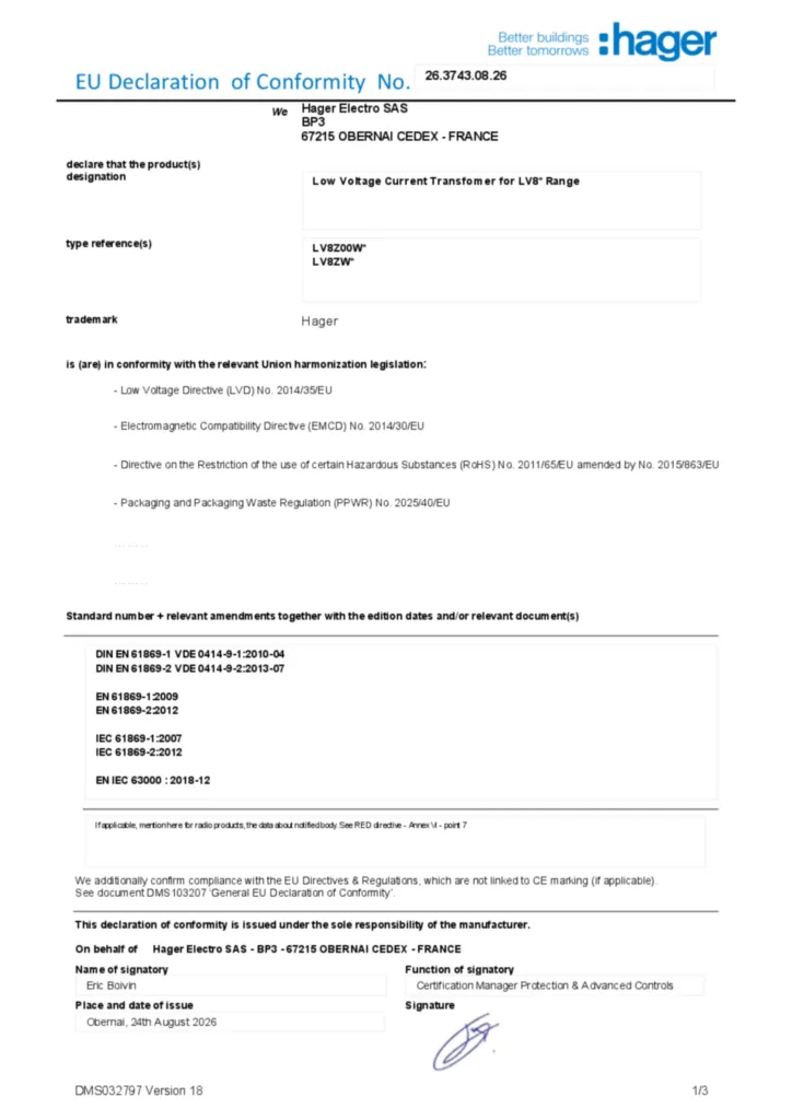 Bild Konformitätserklärung en-GB 2026-08-24 | Hager Deutschland