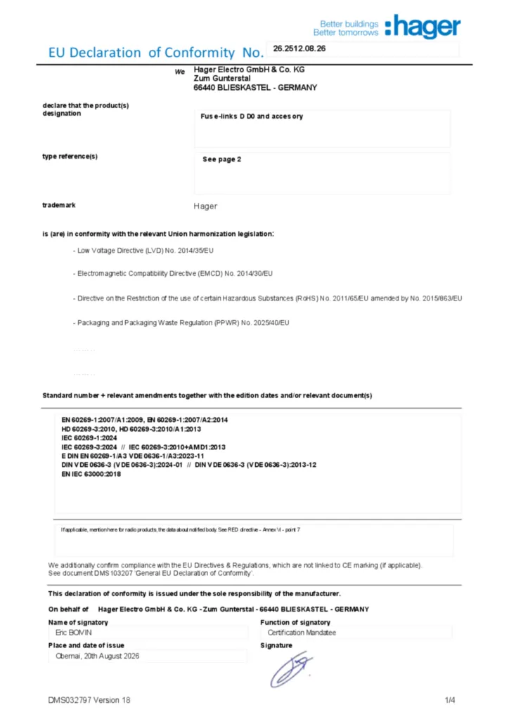 Image Déclaration de conformité en-GB 2026-08-25 | Hager Suisse