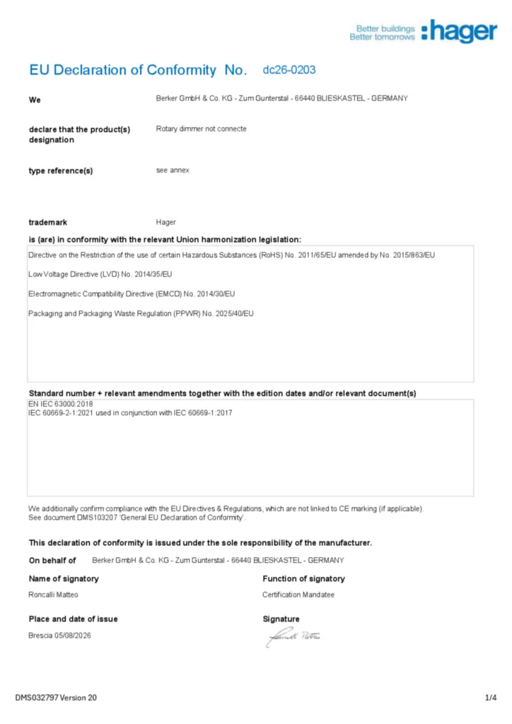 Bild EU-försäkran (DoC) en-GB 2026-09-11 | Hager Sverige