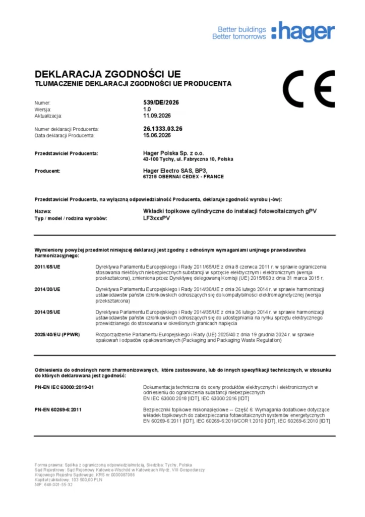 Bild Konformitätserklärung pl-PL 2026-09-11 | Hager Deutschland