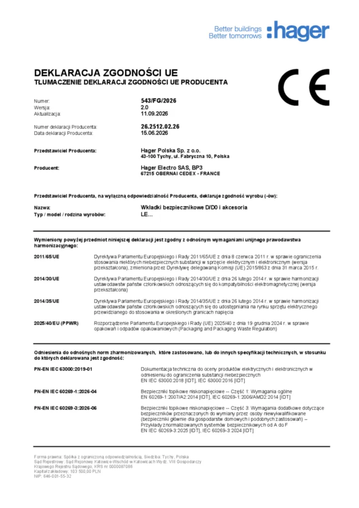Bild Konformitätserklärung pl-PL 2026-09-11 | Hager Schweiz