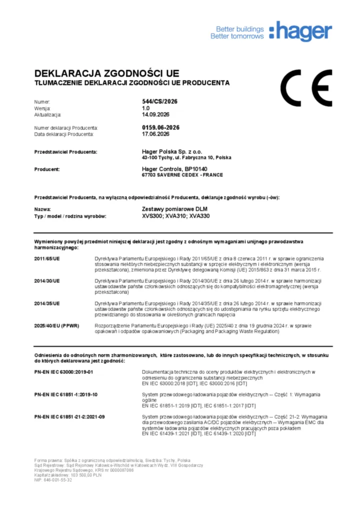 Imagen Declaración de conformidad pl-PL 2026-09-14 | Hager España