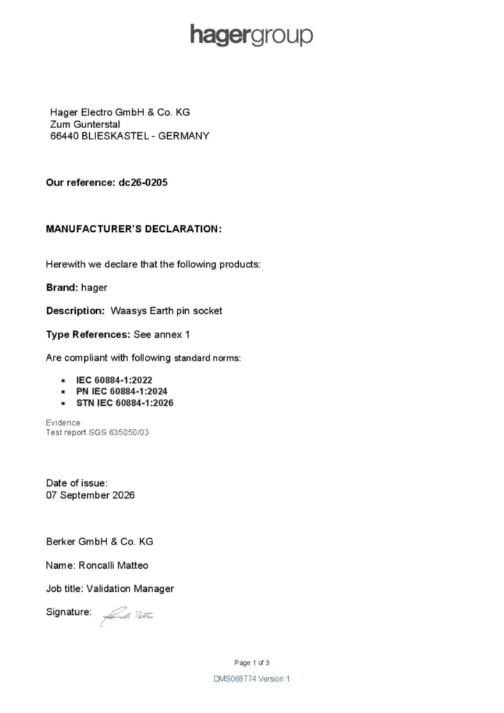 Imagem Declaração de desempenho en-GB 2026-09-23 | Hager Portugal