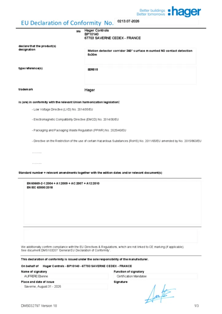 Εικόνα Eu Declaration of Conformity | Hager