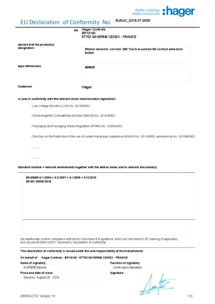 Image Eu Declaration of Conformity  | Hager