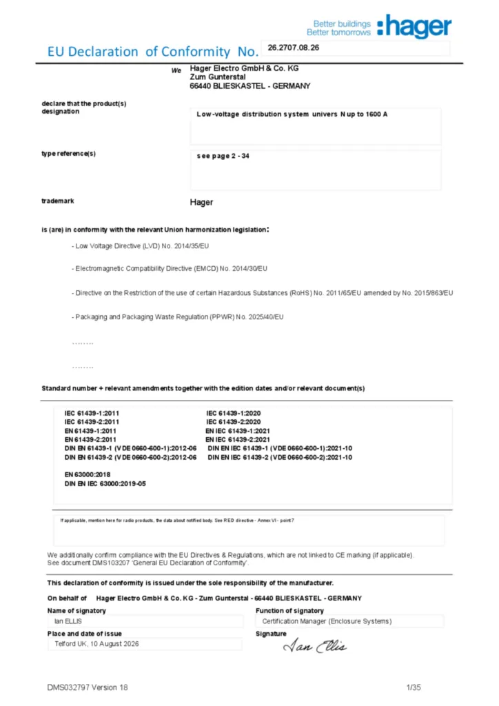 Bild Konformitätserklärung en-GB 2026-10-01 | Hager Deutschland