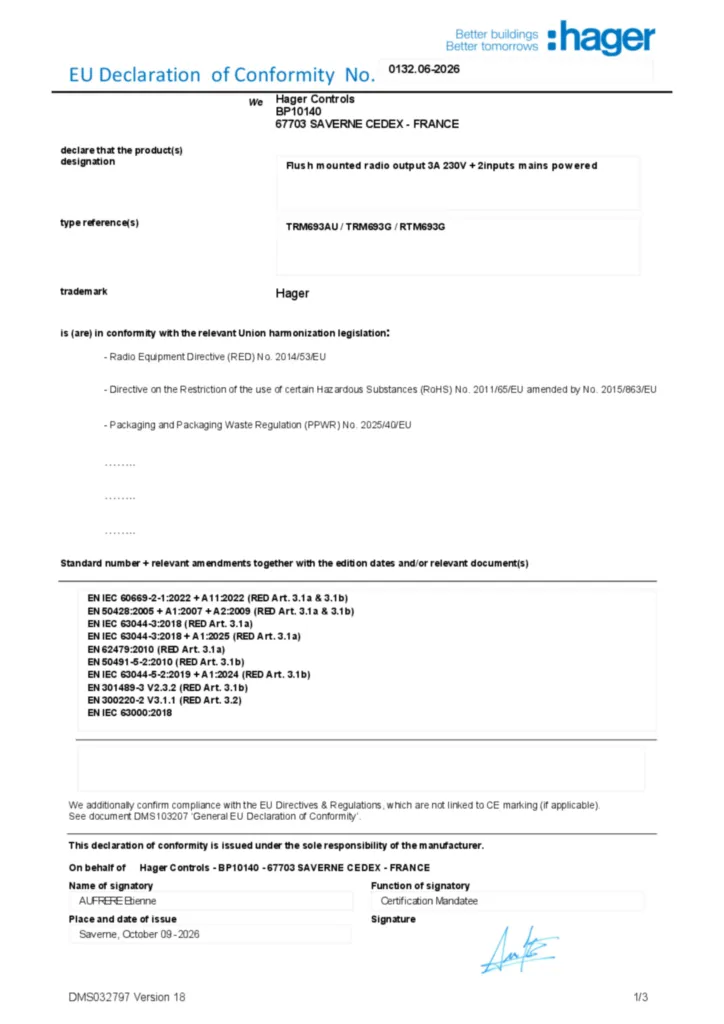 Image Eu Declaration of Conformity  | Hager