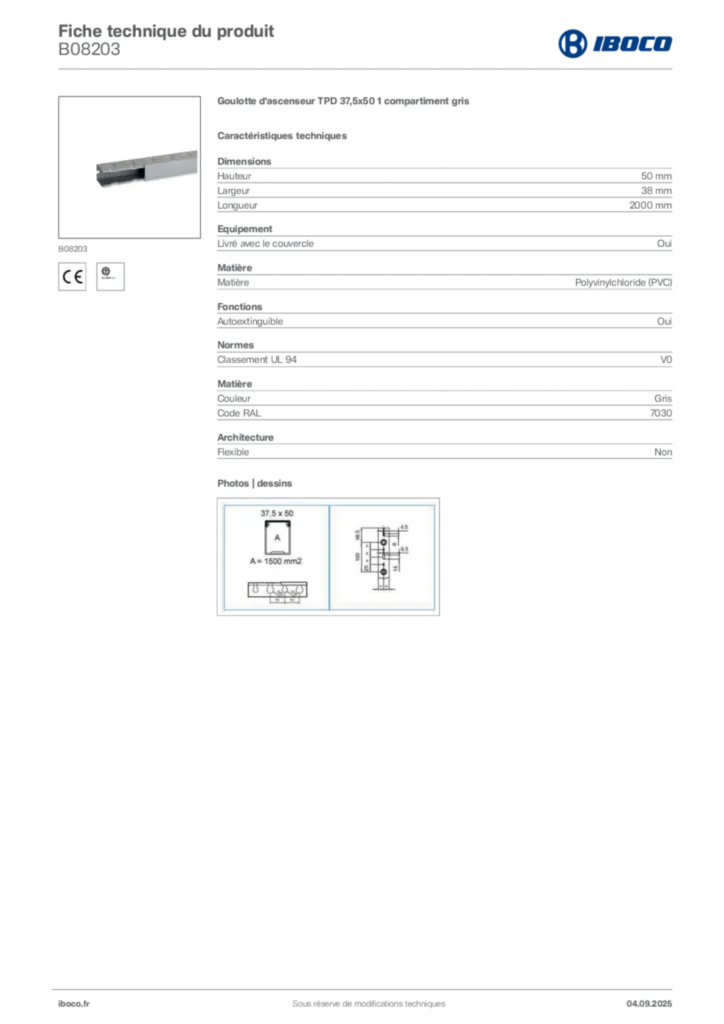 Image Iboco Fiche technique du produit B08203 | Hager France