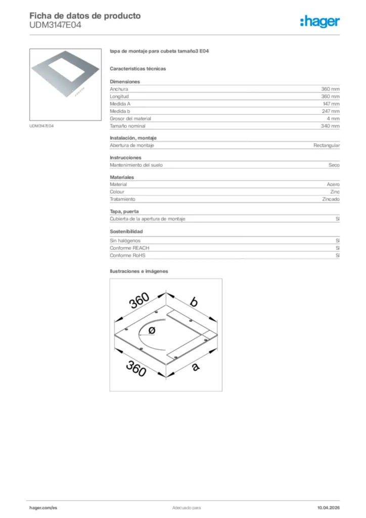 Imagen Hager Ficha de datos de producto UDM3147E04 | Hager España