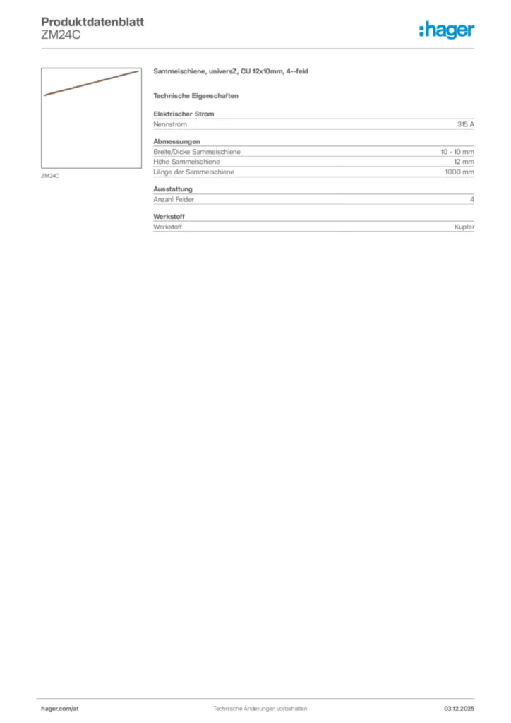 Bild Hager Produktdatenblatt ZM24C | Hager Deutschland