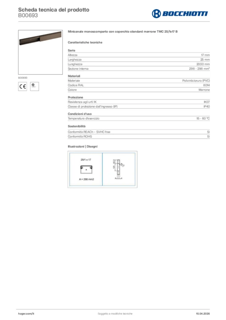 Immagine Bocchiotti Scheda tecnica del prodotto B00693 | Hager Italia