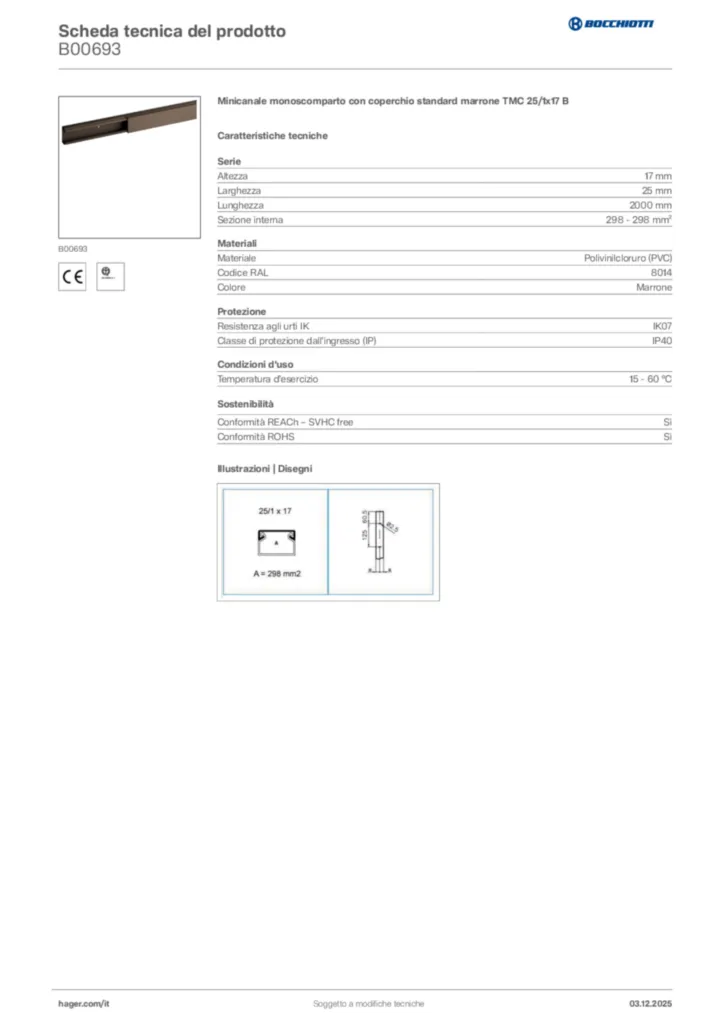 Immagine Bocchiotti Scheda tecnica del prodotto B00693 | Hager Italia