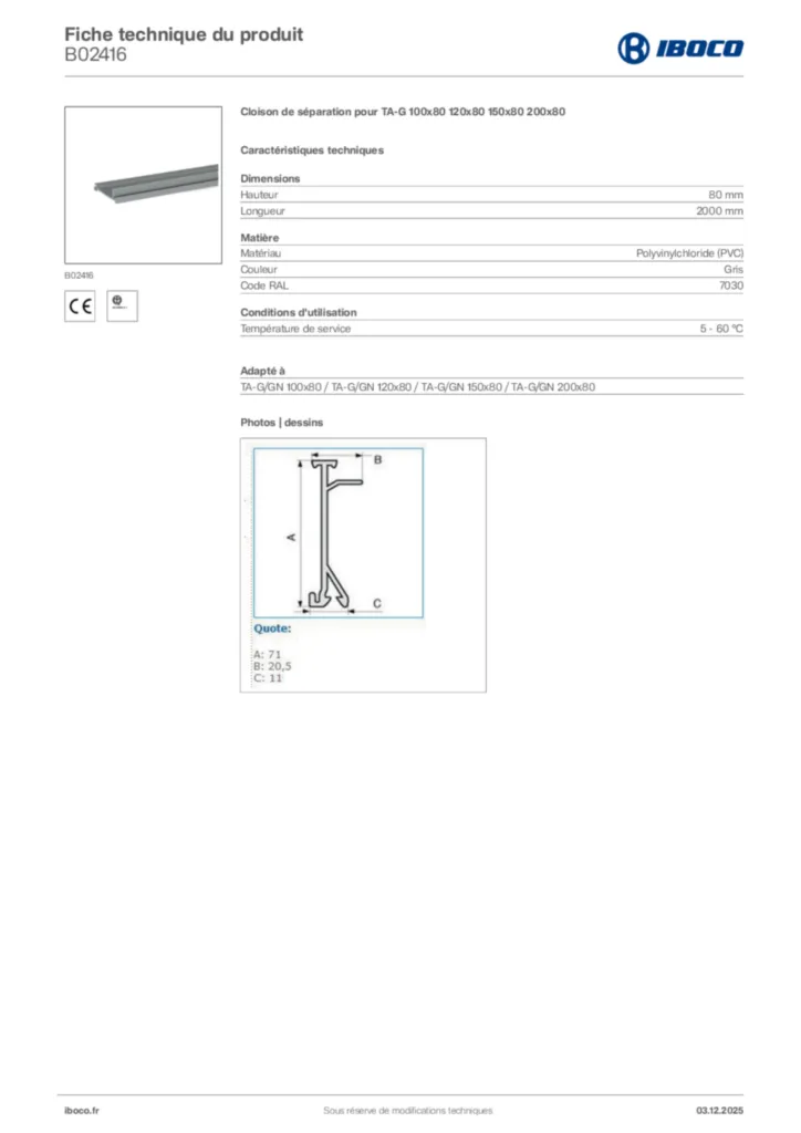 Image Iboco Fiche technique du produit B02416 | Hager France