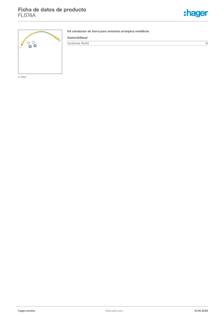 Imagen Hager Ficha de datos de producto FL874A | Hager España