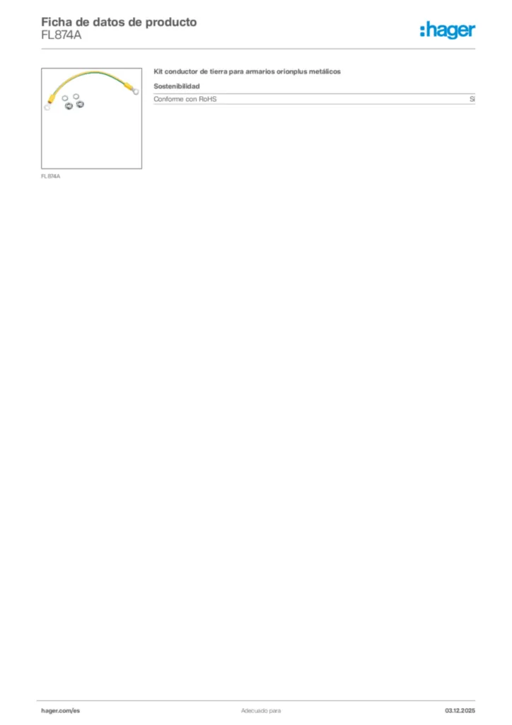 Imagen Hager Ficha de datos de producto FL874A | Hager España