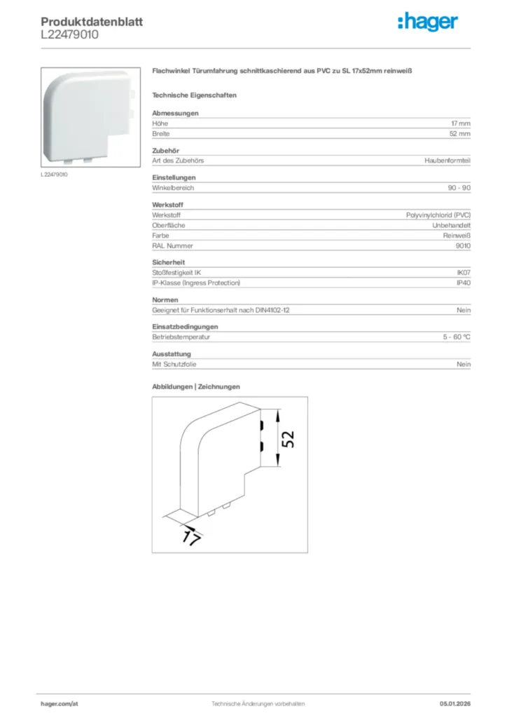 Bild Hager Produktdatenblatt L22479010 | Hager Deutschland