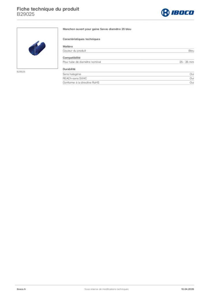 Image Iboco Fiche technique du produit B29025 | Hager France