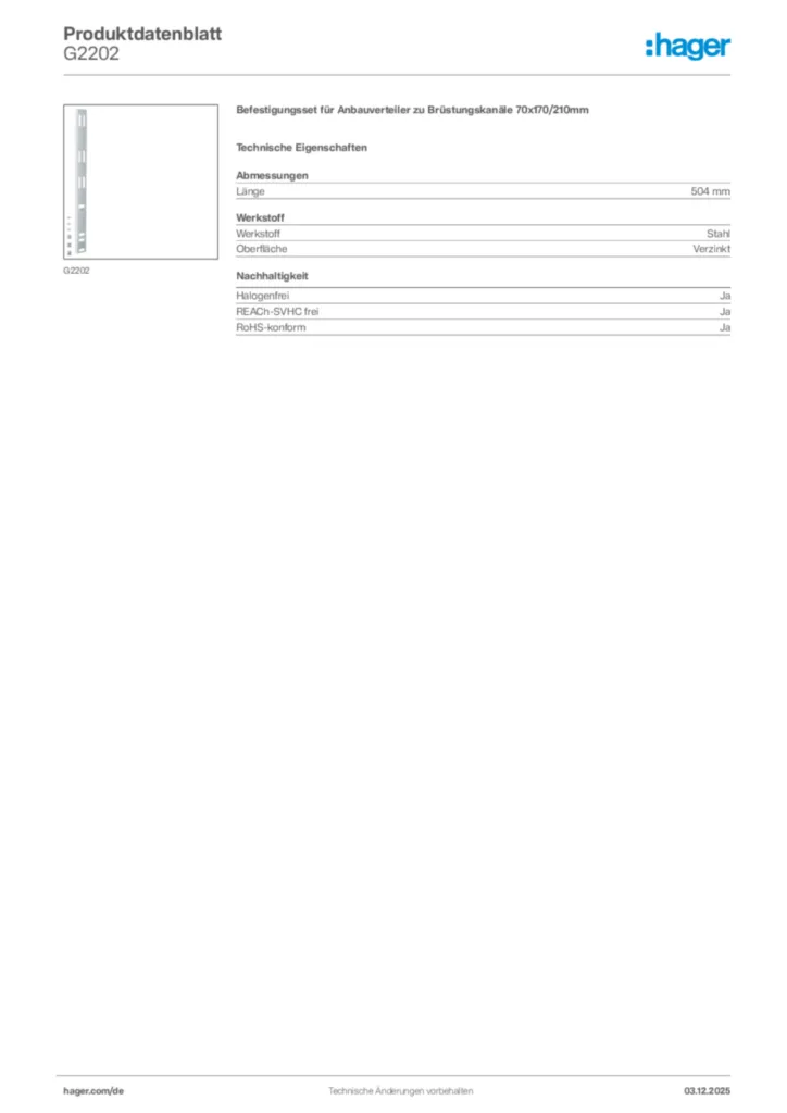 Bild Hager Produktdatenblatt G2202 | Hager Deutschland