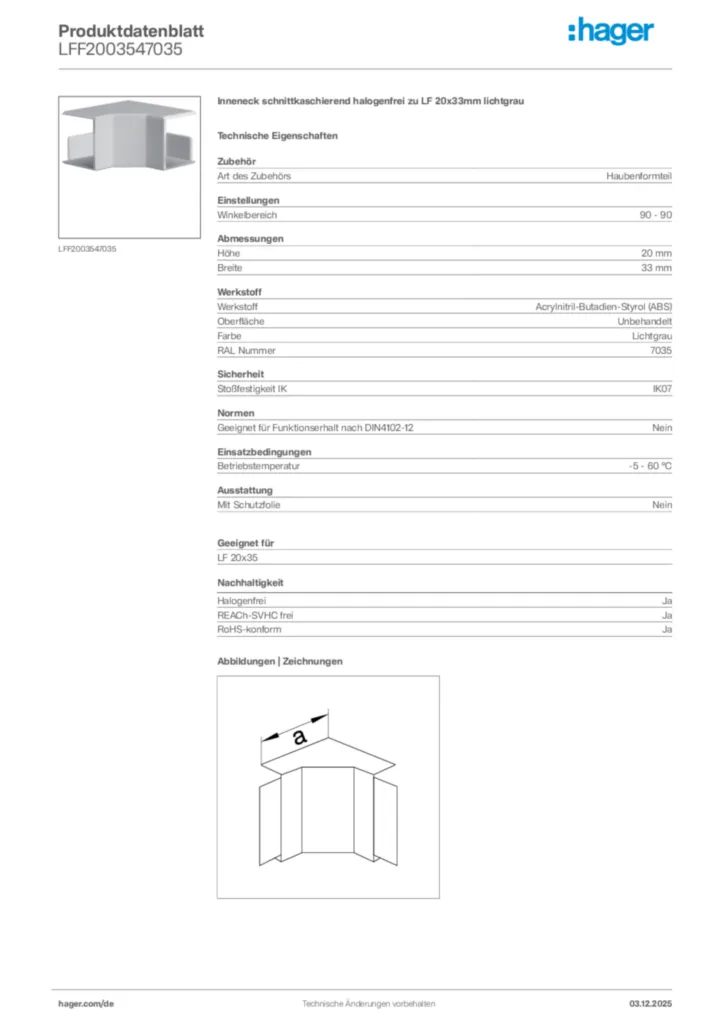 Bild Hager Produktdatenblatt LFF2003547035 | Hager Deutschland