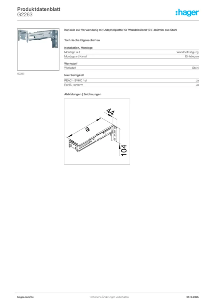 Bild Hager Produktdatenblatt G2263 | Hager Deutschland