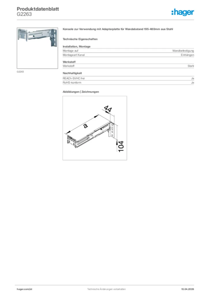 Bild Hager Produktdatenblatt G2263 | Hager Deutschland