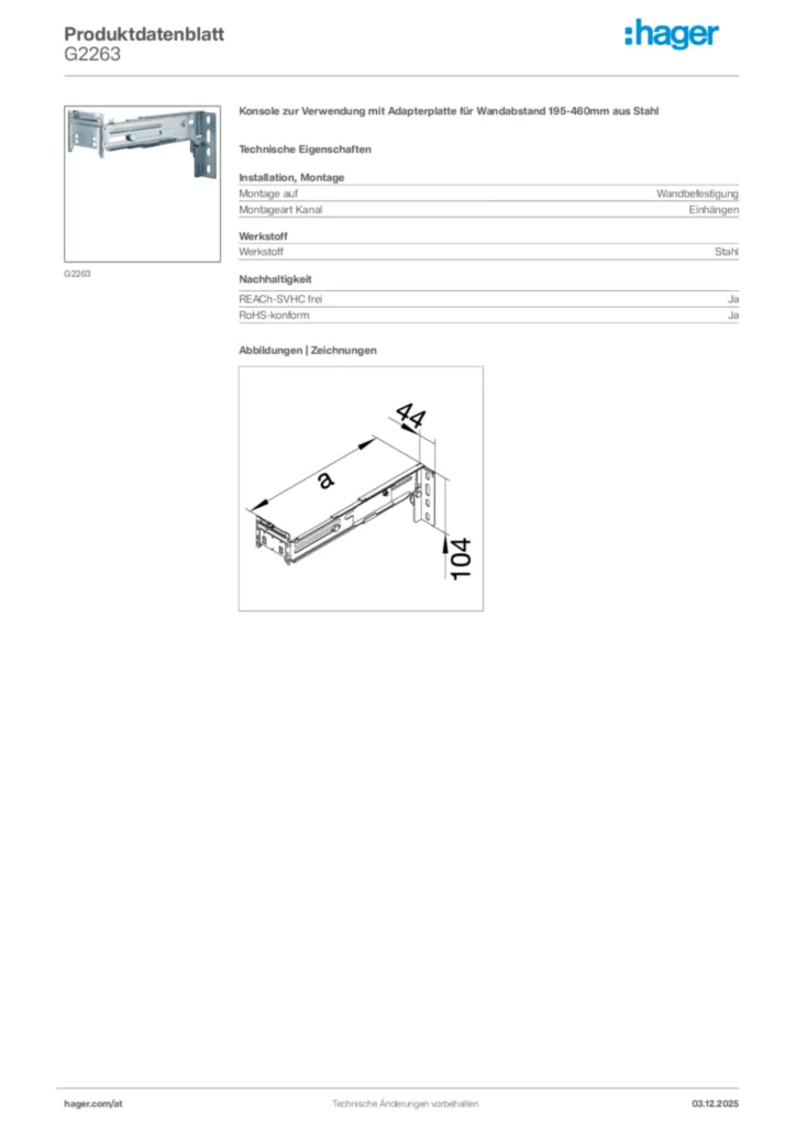 Bild Hager Produktdatenblatt G2263 | Hager Deutschland