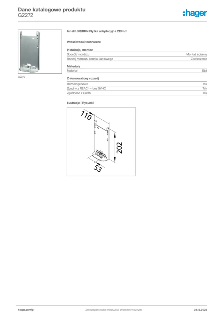 Zdjęcie Hager Dane katalogowe produktu G2272 | Hager Polska