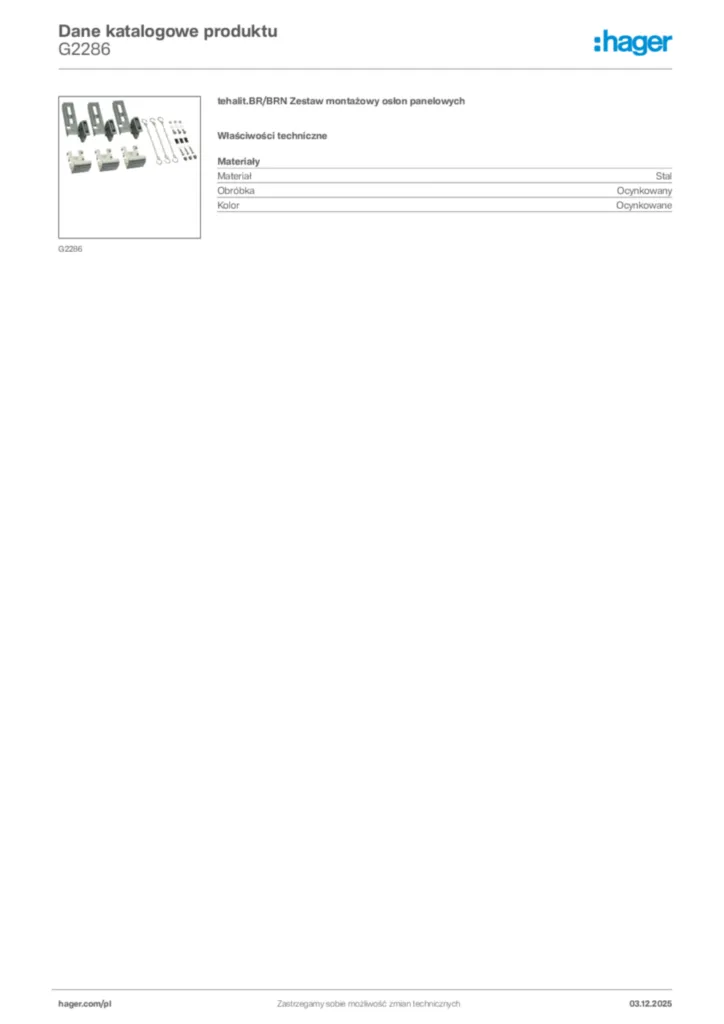 Zdjęcie Hager Karta katalogowa G2286 | Hager Polska