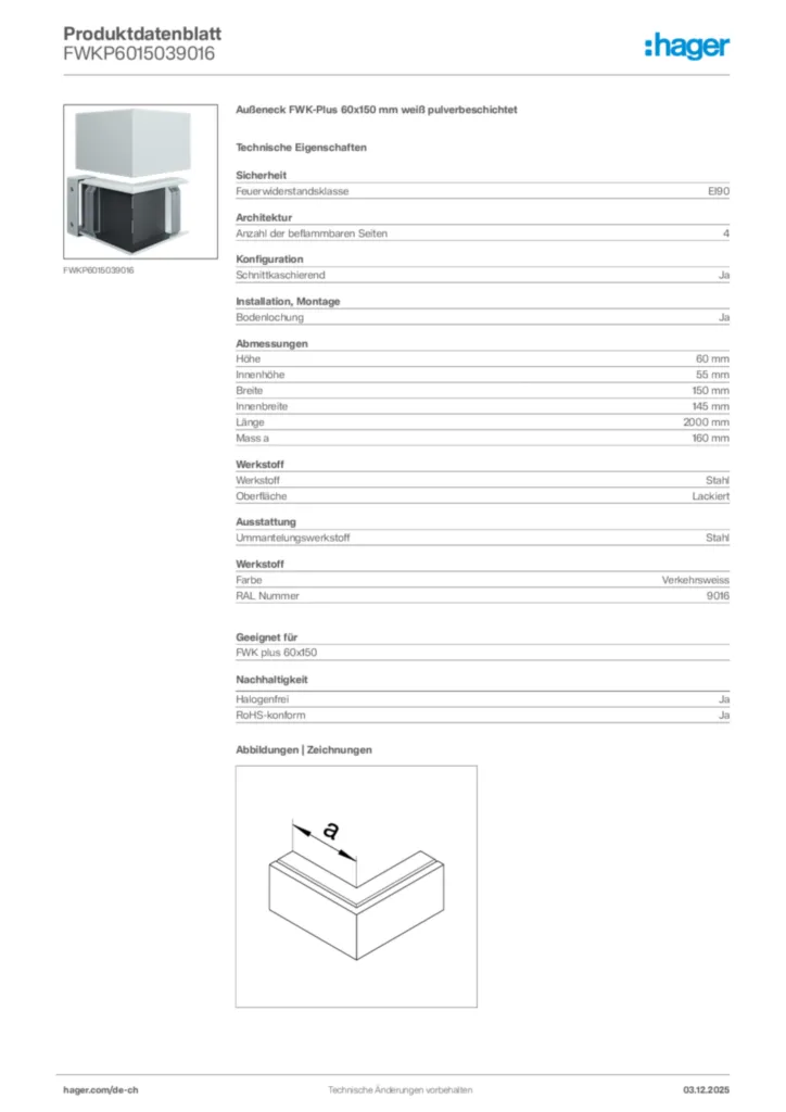 Bild Hager Produktdatenblatt FWKP6015039016 | Hager Schweiz