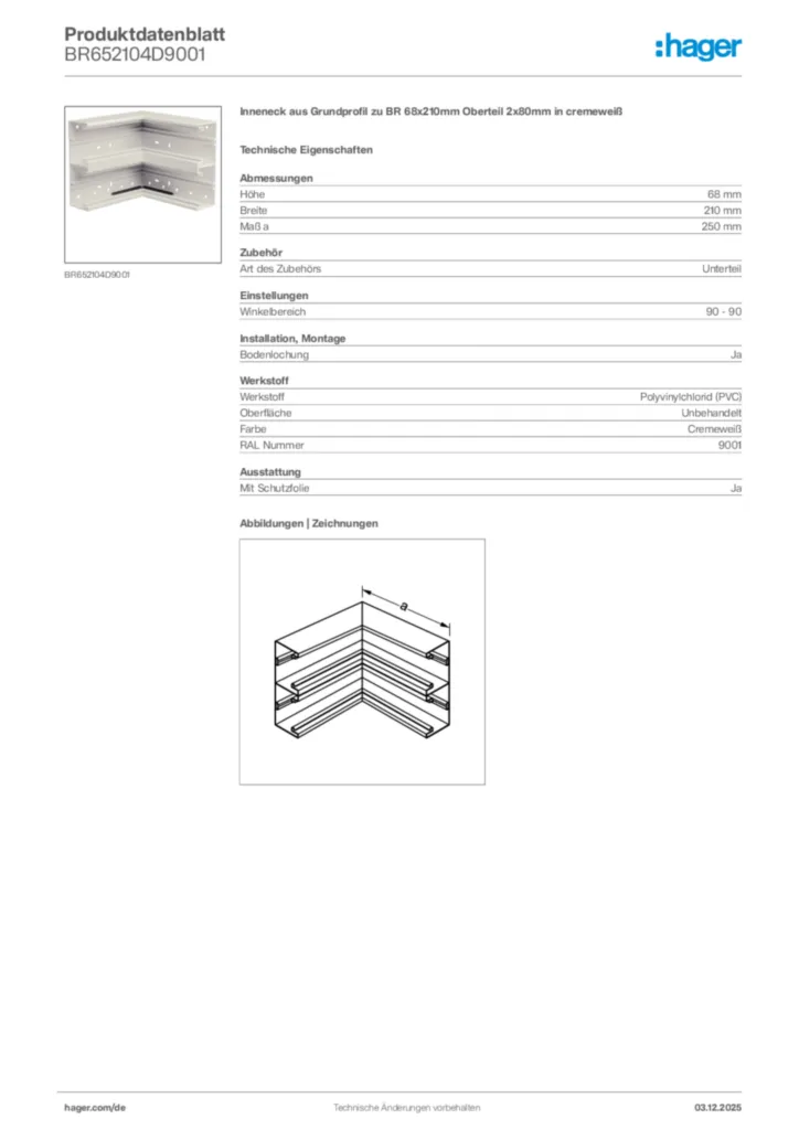 Bild Hager Produktdatenblatt BR652104D9001 | Hager Deutschland